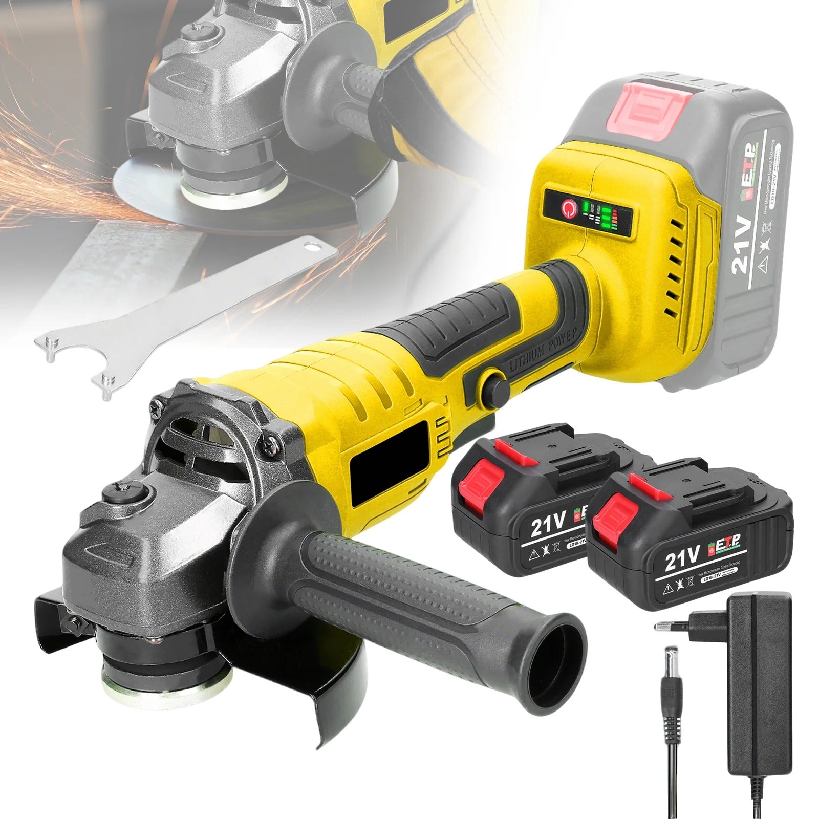 Cordless 125mm Angle Grinder with Battery & Charger