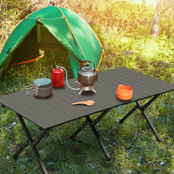 Compact & Sturdy Black Camping Roll Table