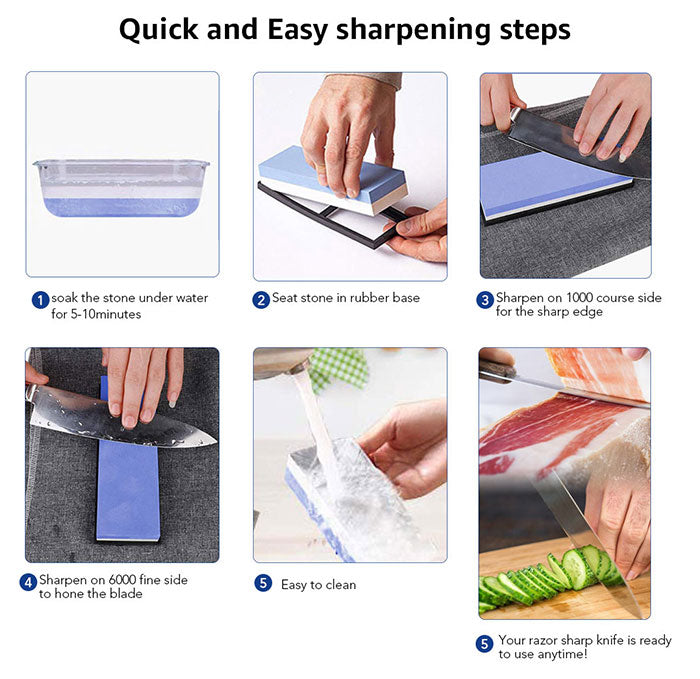 Blue & White Double-sided Oilstone Set
