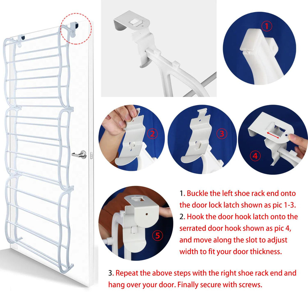 36 Pairs Over-The-Door Shoe Rack - Space-Saving Storage Solution