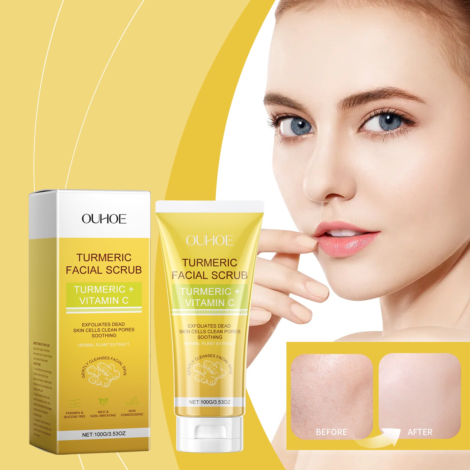 OUHOE Turmeric Exfoliating Facial Scrub