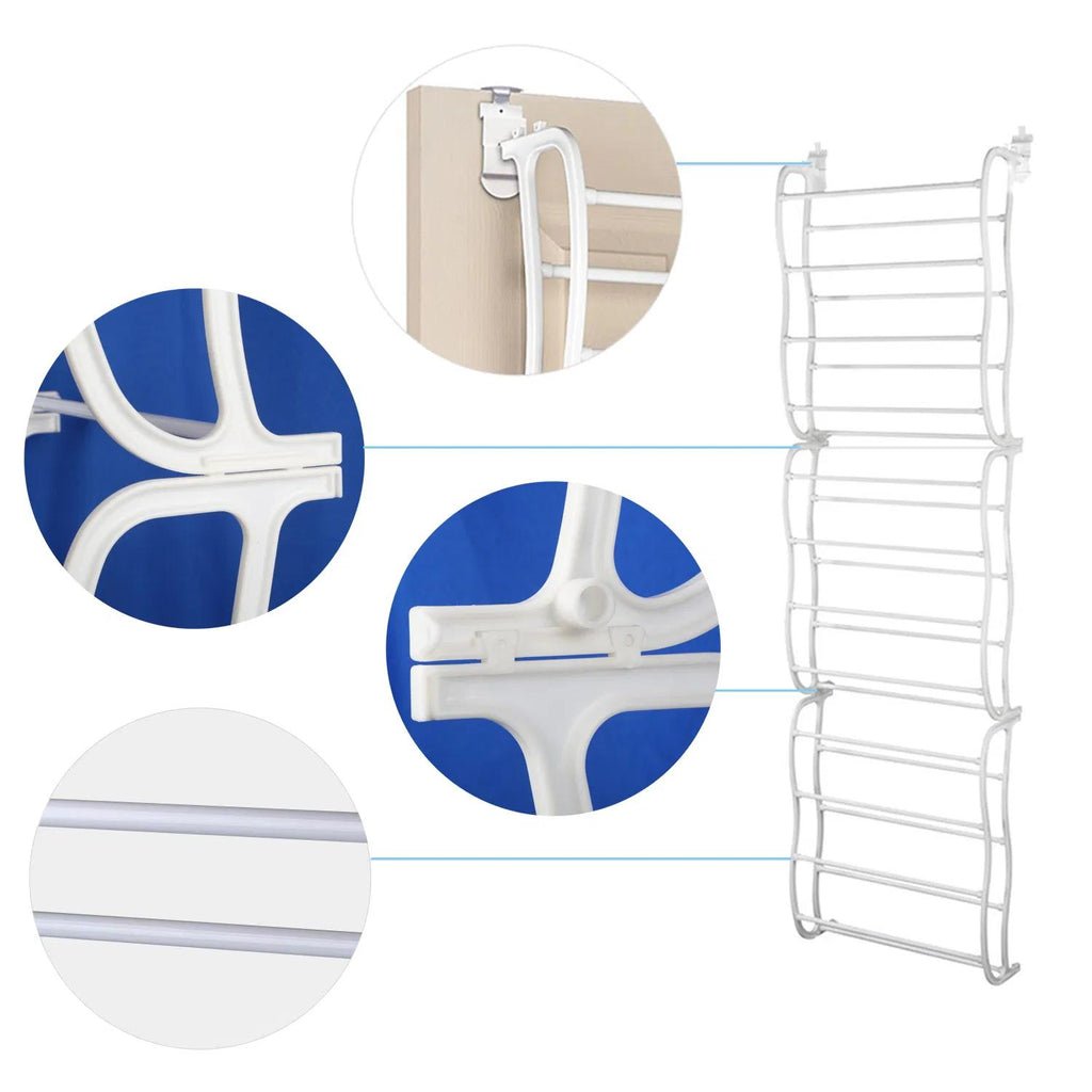 36 Pairs Over-The-Door Shoe Rack - Space-Saving Storage Solution