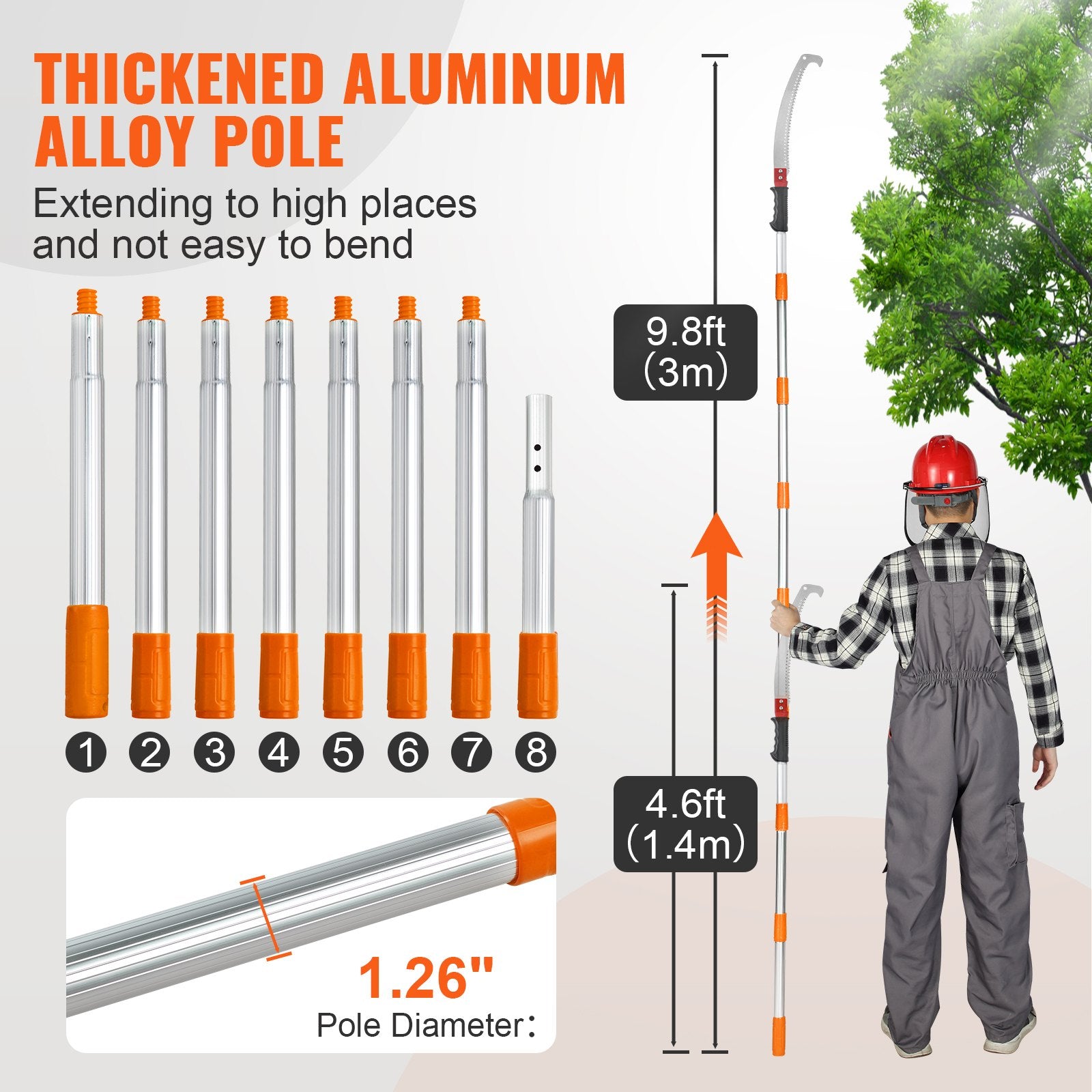 Extendable Manual Pole Saw for High Branches