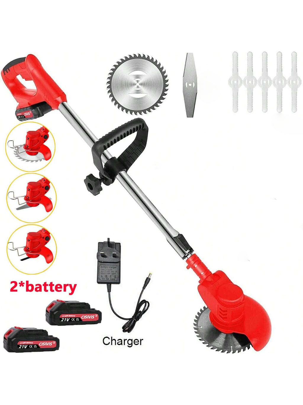 Cordless Electric Strimmer & Grass Trimmer with Dual Battery