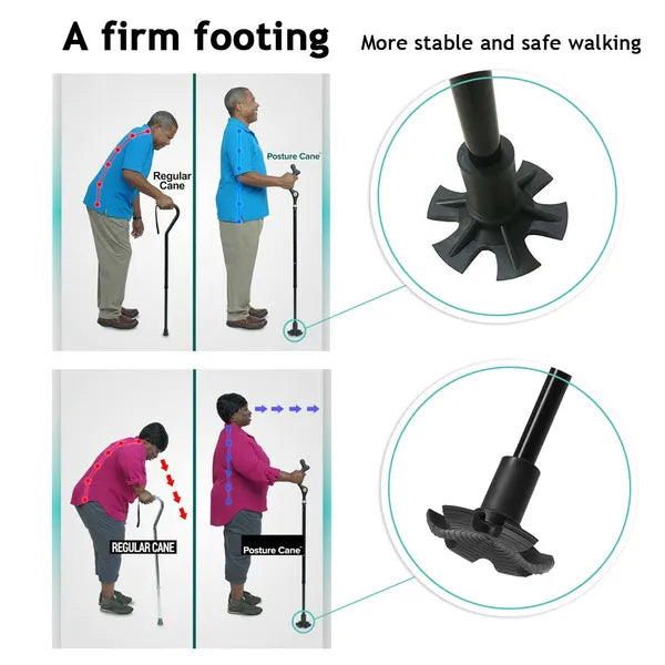 Posture Cane Adjustable Height Walking Stick