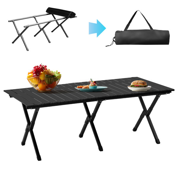Compact & Sturdy Black Camping Roll Table