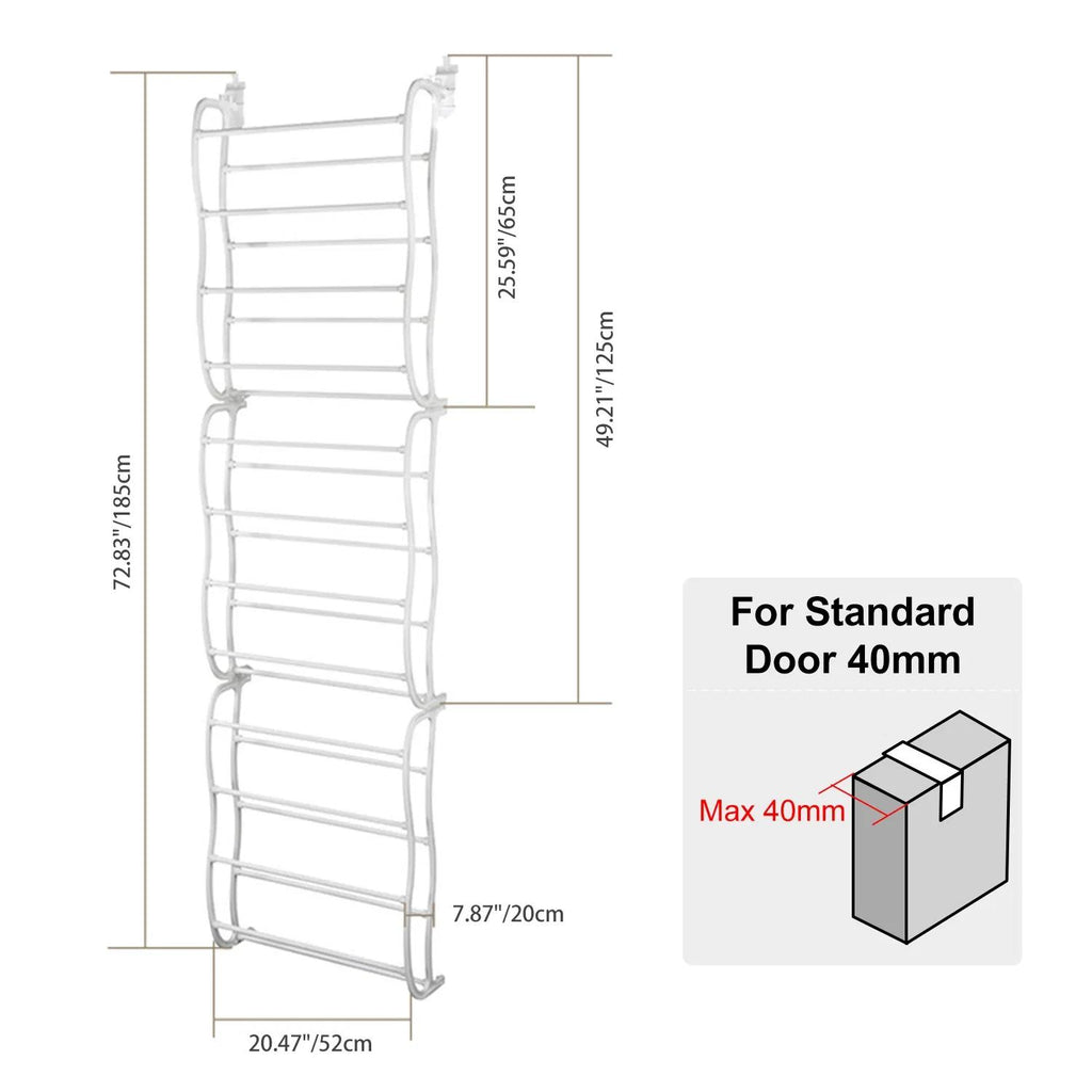 36 Pairs Over-The-Door Shoe Rack - Space-Saving Storage Solution