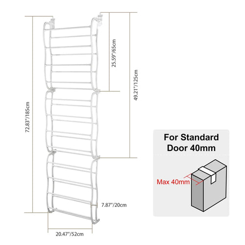 36 Pairs Over-The-Door Shoe Rack - Space-Saving Storage Solution
