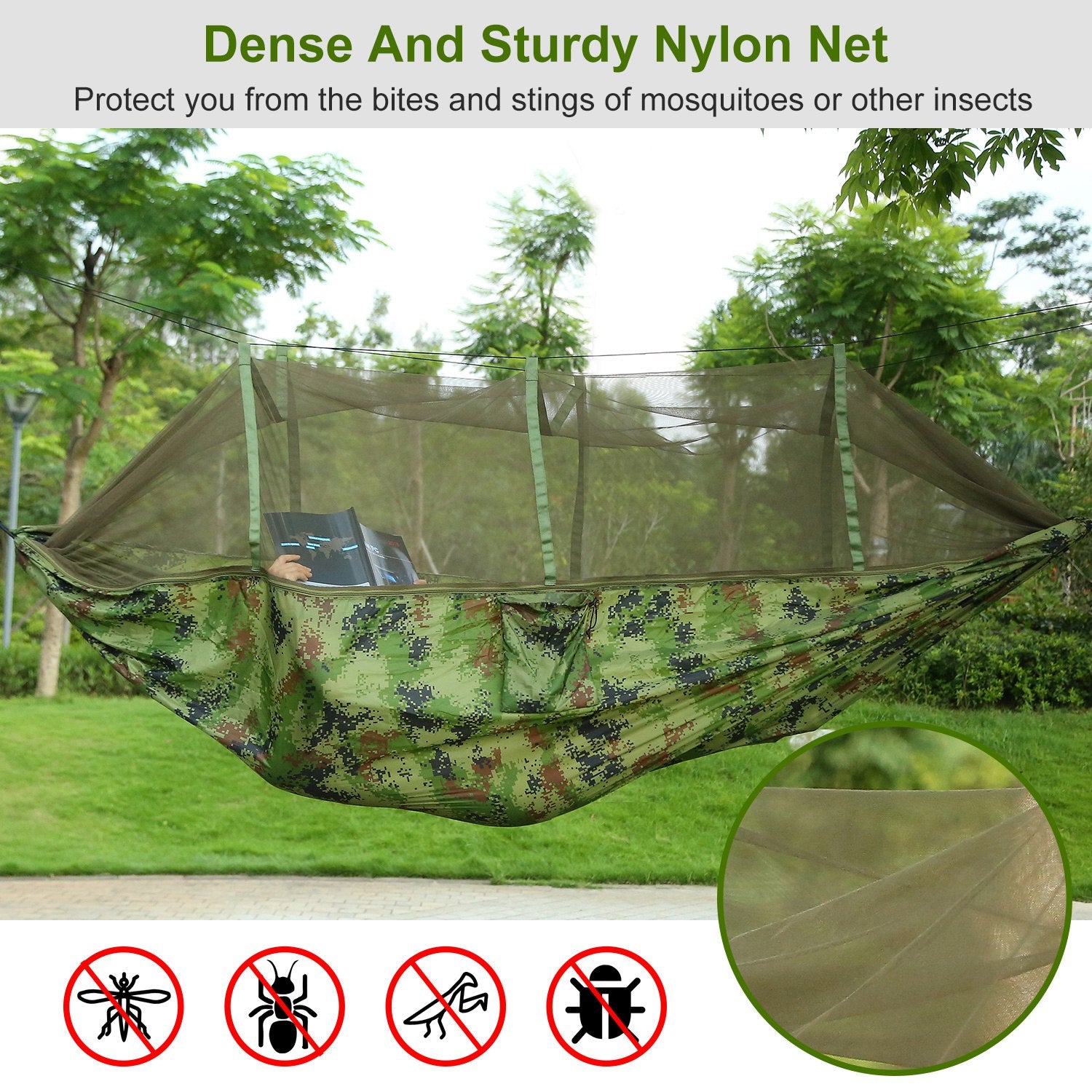 Comfortable Camping Hammock with Protective Net