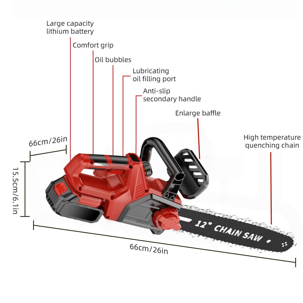 Effortless 12 Inch Cordless Chainsaw
