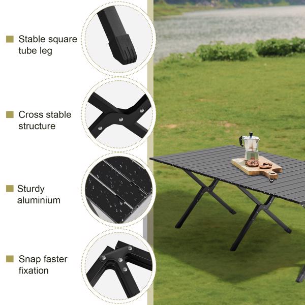 Compact & Sturdy Black Camping Roll Table