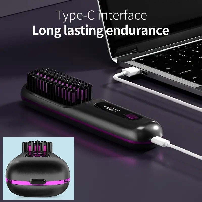 Cordless Portable Hair Straightener Brush